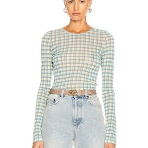 Acne Blue and Cream Plaid Long Sleeve Top